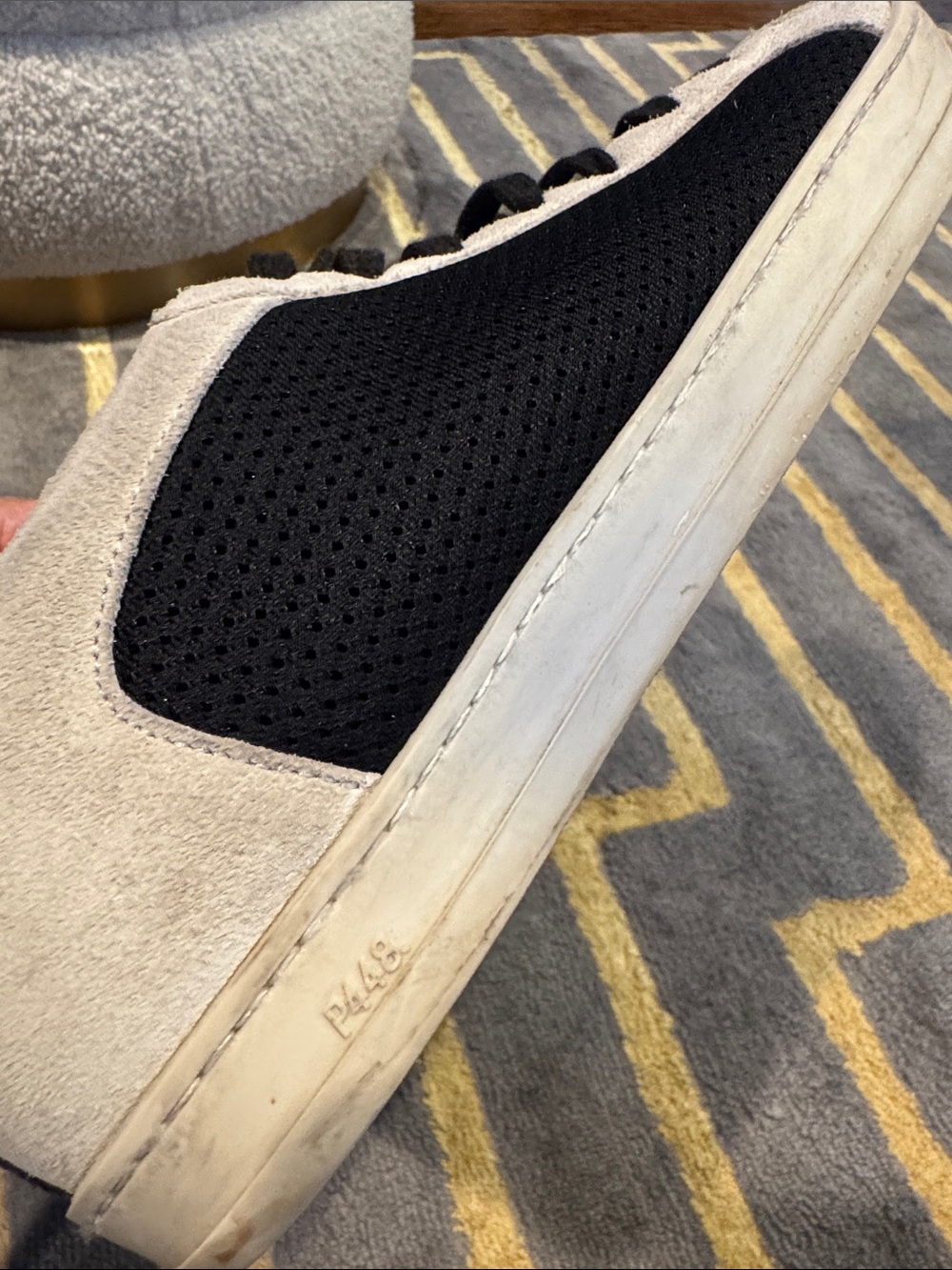 P448 John sneakers black side vented panels light grey suede toe caps/trim. 41 - Picture 7 of 8